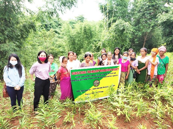 ATMA Peren team along with farmers during the demonstration at Saijang village on August 26. (Photo Courtesy: ATMA Peren)